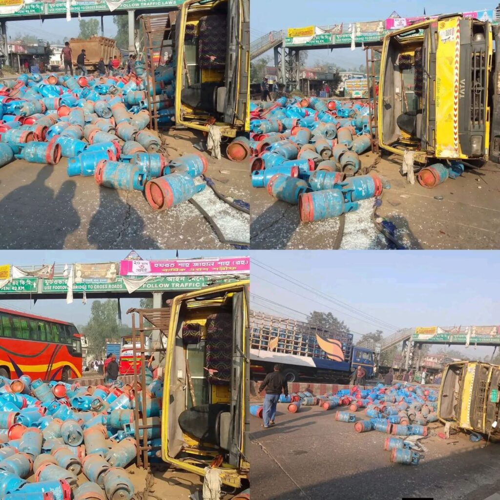 ঢাকা-চট্টগ্রাম মহাসড়কের নিজামপুর কলেজ এলাকায় সিলিন্ডার বোঝাই গাড়ি দুর্ঘটনায় এক পথচারী নিহত: