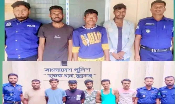 ছাতকে যৌথ অভিযানে মাদকসহ ৯ জন গ্রেফতার