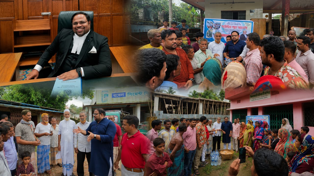 চট্টগ্রাম সাঙ্গু নদীর তীরের মানুষের মুখে হাসি ফুটাতে খাবার ও বিশুদ্ধ পানি নিয়ে ব্যারিস্টার পল্লব আচার্য